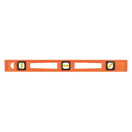 Level, Plastic, 24 In L, 3 Vials, Orange