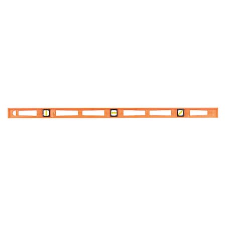 Level, Plastic, 48 In L, 3 Vials, Orange