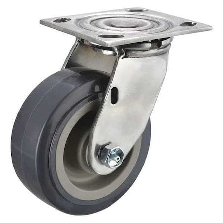 Swivel Plate Caster, 750 lb., Delrin, Gray