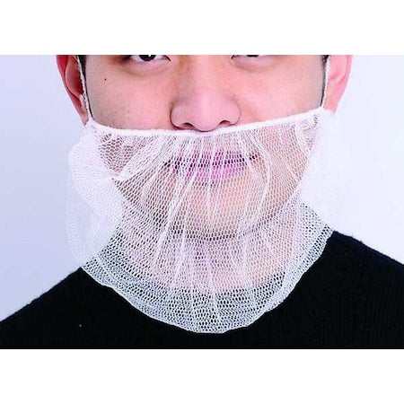 Beard Cover, Polyester, 18 in Dia., White, Universal, 100 PK
