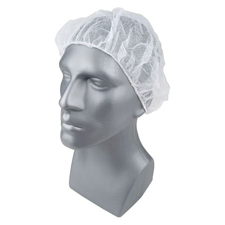 Bouffant Cap, Polypropylene, 21 in Dia., White, M, 100 PK