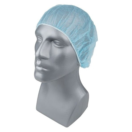Bouffant Cap, Polypropylene, 21 in Dia., Blue, M, 1000 PK