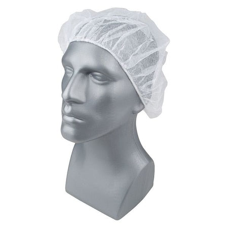 Bouffant Cap, Polypropylene, 24 in Dia., White, L, 100 PK