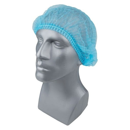 Bouffant Cap, Polypropylene, 24 in Dia., Blue, L, 100 PK
