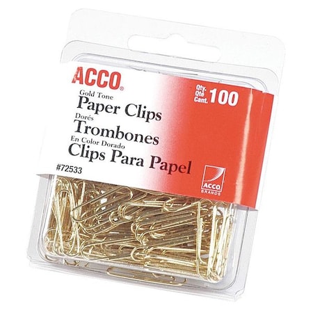 Paper Clip, Gold Tone, Wire, PK100
