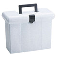 File Box, Plastic, 14 1/3 in W, 7 1/2 in D, 11 in H, Self-Locking Lid Closure, Gray