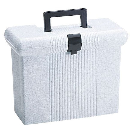 File Box, Plastic, 14 1/3 in W, 7 1/2 in D, 11 in H, Self-Locking Lid Closure, Gray