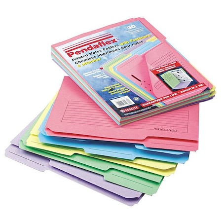 File Folders 8-1/2" x 11", 1/3-Cut Tab, Assorted Colors, Pk30