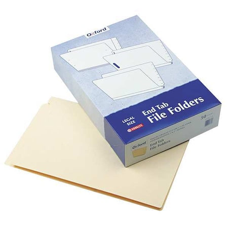 Manila End Tab Expanding Fastener Folders, 2-Ply Tabs, 0.75" Expansion, 2 Fasteners, Legal, PK50