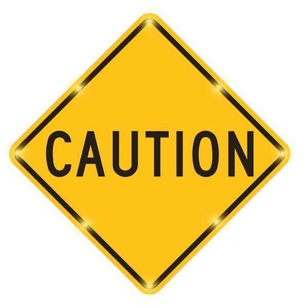 LED Traffic Sign, caution, Black/Yellow, 30" W, 30" H