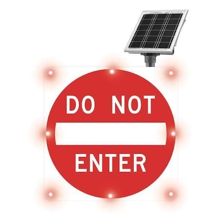 LED Traffic Sign, Do Not Enter, White/Red, 30" W, 30" H