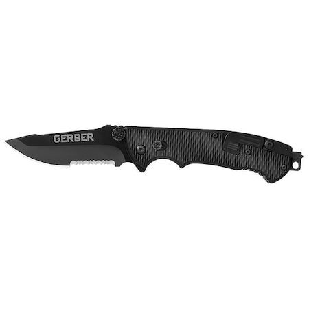 Folding Knife, Serrated, Drop, 3-1/2 in