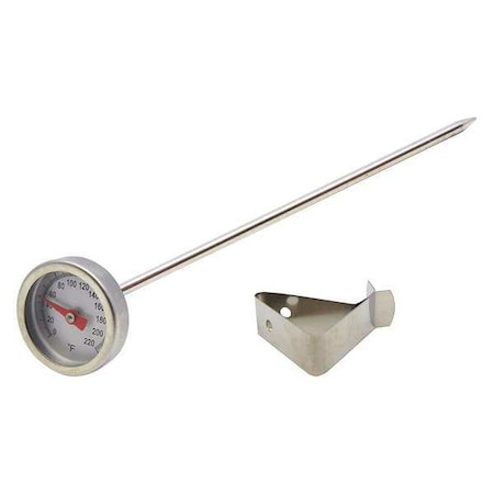 5" Stem Analog Dial Pocket Thermometer, 0 Degrees to 220 Degrees F