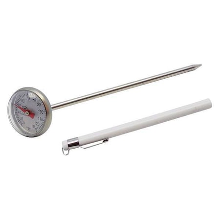 5" Stem Analog Dial Pocket Thermometer, 25 Degrees to 125 Degrees F