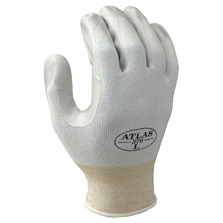 Coated Gloves, Nitrile, Smooth, Palm, 4 Abrasion Level, White, M (7) 1 PR