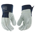 Leather Palm Gloves, Cowhide, Safety Cuff, Wing Thumb, Full Finger, Gray, M, 12 PK