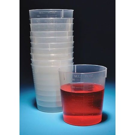 Beaker Set, Polypropylene, Low Form, 500 mL / 17 fl oz Capacity, Not Rated 25 PK