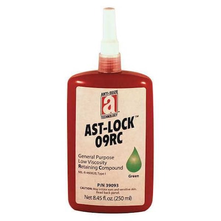 Retaining Compound, 09RC Series, Green, Liquid, 250mL, Bottle