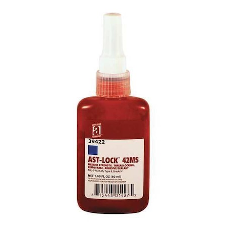 Threadlocker, ANTI-SEIZE TECHNOLOGY 42MS, Blue, Medium, Liquid, 1.69 fl oz, Bottle