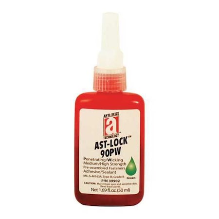 Wicking Grade Threadlocker, ANTI-SEIZE TECHNOLOGY 90PW, Green, Medium/High, Liquid, 1.69 fl oz