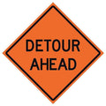 Detour Traffic Sign, 48 in H, 48 in W, Polyester, PVC, Diamond, English, 669-C/48-EMO-DA