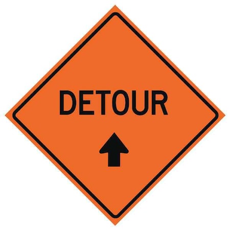 Detour Traffic Sign, 48 in H, 48 in W, Vinyl, Diamond, English, 669-C/48-NRVFO-D