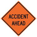 Accident Ahead Traffic Sign, 48 in Height, 48 in Width, Polyester, PVC, Diamond, English