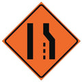 Lane Ends Traffic Sign, 36 in H, 36 in W, Vinyl, Diamond, No Text, 669-C/36-DGFO-RS