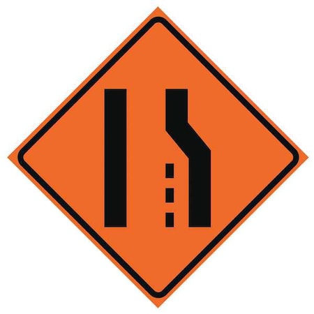 Lane Ends Traffic Sign, 36 in H, 36 in W, Vinyl, Diamond, No Text, 669-C/36-DGFO-RS