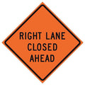 Lane Closed Traffic Sign, 36 in H, 36 in W, Vinyl, Diamond, English, 669-C/36-MFO-RL