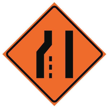 Lane Ends Traffic Sign, 48 in H, 48 in W, Polyester, PVC, Diamond, No Text, 669-C/48-EMO-LS