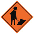 Workers Ahead Traffic Sign, 36 in H, 36 in W, Vinyl, Diamond, No Text, 669-C/36-MFO-MS