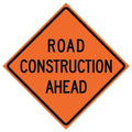 Road Construction Ahead Traffic Sign, 36 in Height, 36 in Width, Polyester, PVC, Diamond, English