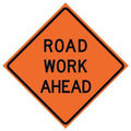 Road Work Ahead Traffic Sign, 36 in H, 36 in W, Vinyl, Diamond, English, 669-C/36-NRVFO-RW