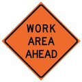 Work Area Ahead Traffic Sign, 36 in H, 36 in W, Vinyl, Diamond, English, 669-C/36-RVFO-WA