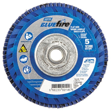 Flap Disc, 5 In x 40 Grit, 5/8-11