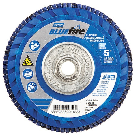 Flap Disc, 5 In x 60 Grit, 5/8-11