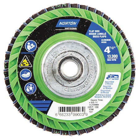 Flap Disc, 4 1/2 In x 120 G, 5/8-11