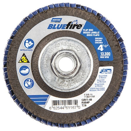 Flap Disc, 4 1/2 In x 40 Grit, 5/8-11