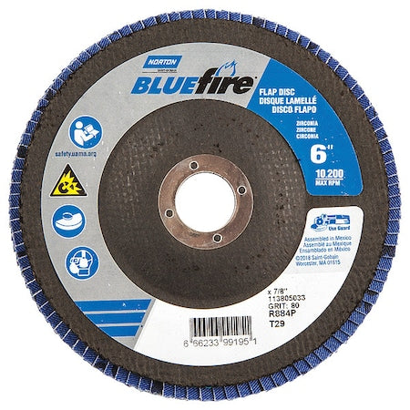 Flap Disc, 6 In x 80 Grit, 7/8