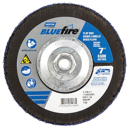 Flap Disc, 7 In x 36 Grit, 5/8-11