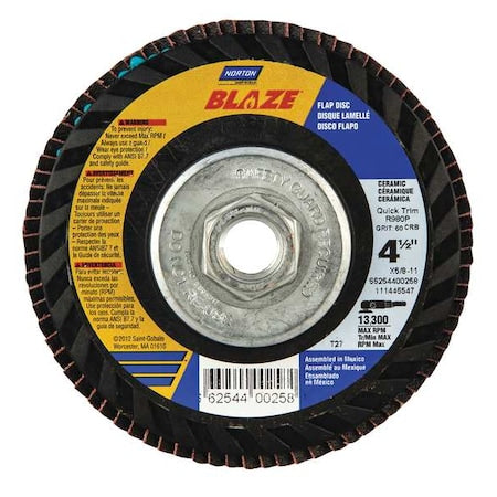Flap Disc, 5 In x 120 Grit, 7/8