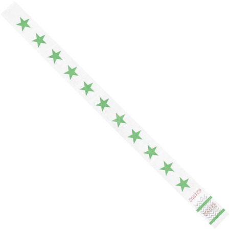 Wristbands, 3/4" x 10", Green Stars, PK500