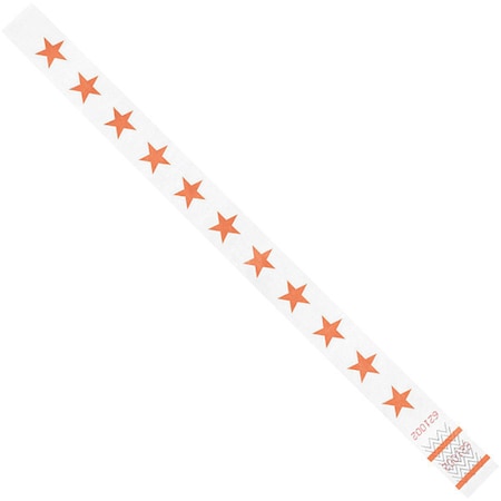 Wristbands, 3/4" x 10", Orange Stars, PK500