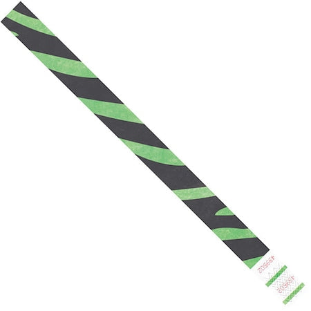Wristbands, 3/4" x 10", Green Zebra Stripe, PK500