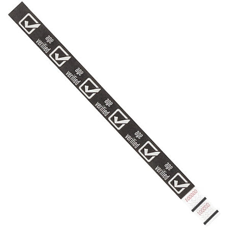 Wristbands, 3/4" x 10", White "Age Verified", PK500