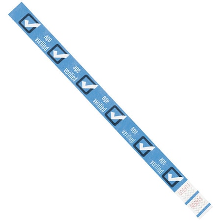 Wristbands, 3/4" x 10", Blue "Age Verified", PK500