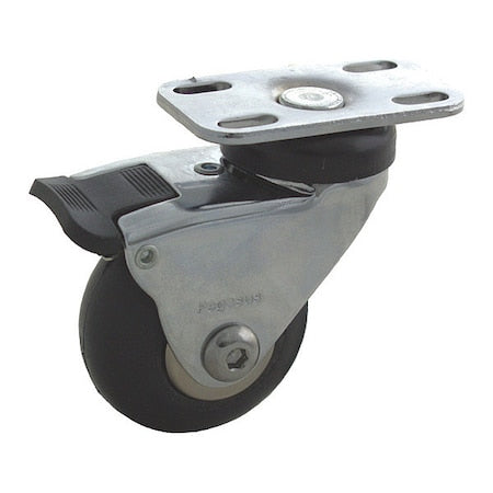 Plate Caster, 125 lb. Load, Black Wheel