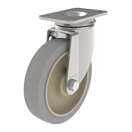 NSF-Listed Plate Caster, 250 lb. Load, Gray Wheel