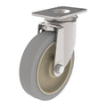 NSF-Listed Plate Caster, 300 lb. Load, Gray Wheel